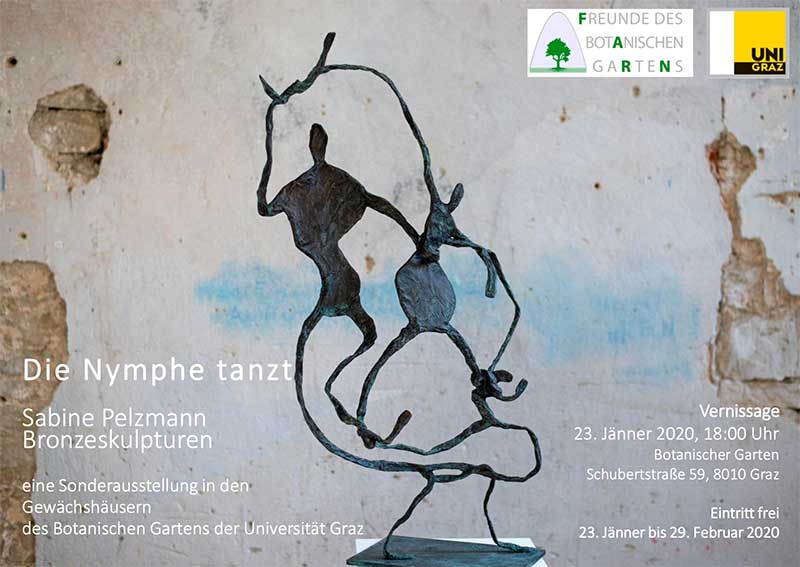 Einladung Sabine Pelzmann, Bildhauerein, Gewächshäuser des Botanischen Gartens der Universität Graz, Schubertstraße 59, 8010 Graz: Vernissage am 23.1.2020 um 18h
